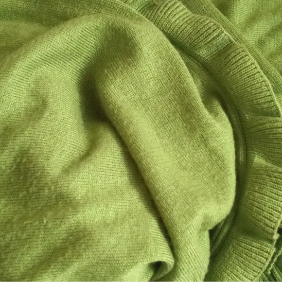 Apostrophe Women's Lime Green Long Sleeve Cardigan Dainty Nylon Blend Sweater L - Picture 7 of 9